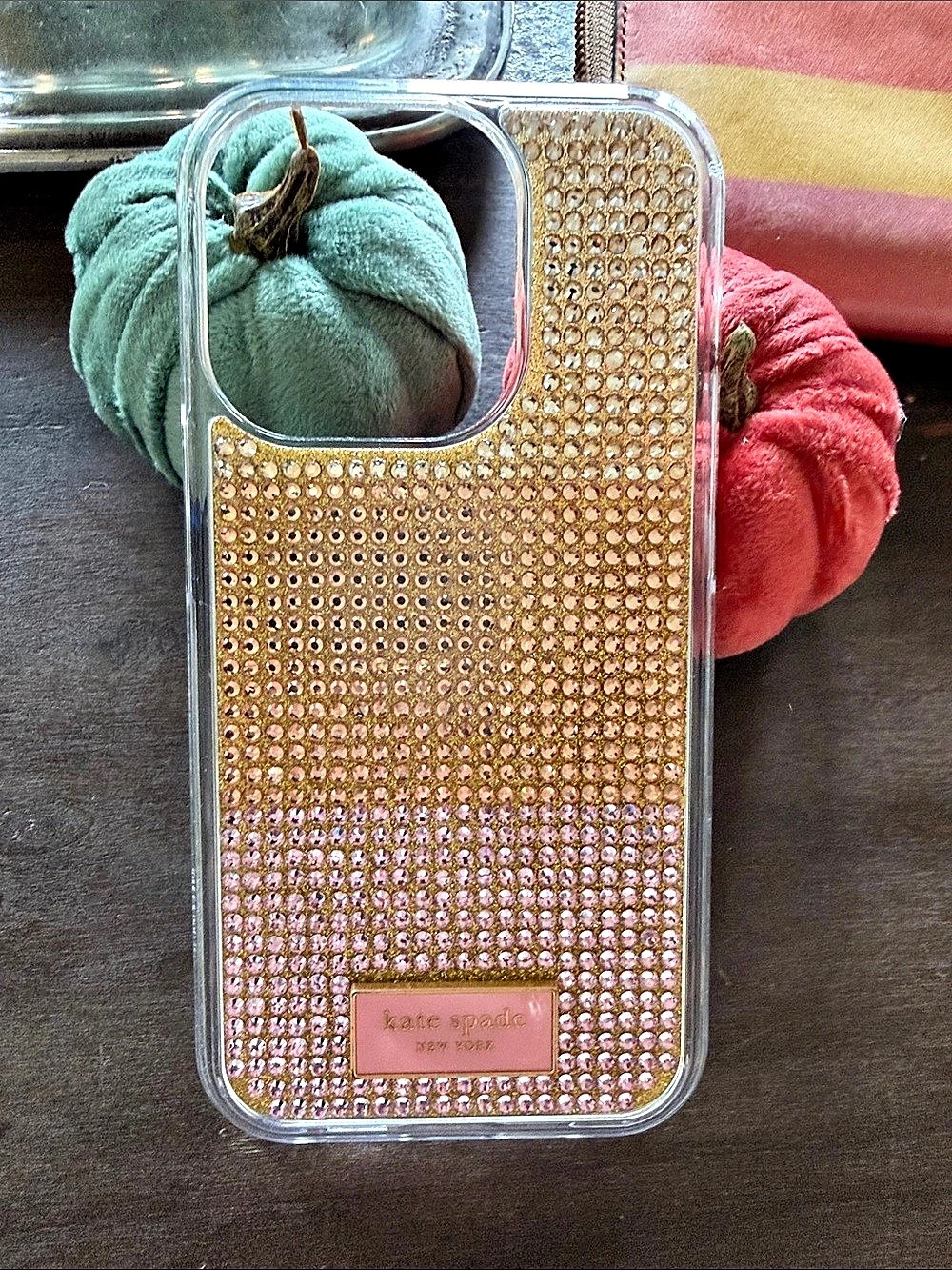 Kate Spade Rhinestone Phone Case in Pink for a 13pro, 14pro,or 15pro IPhone